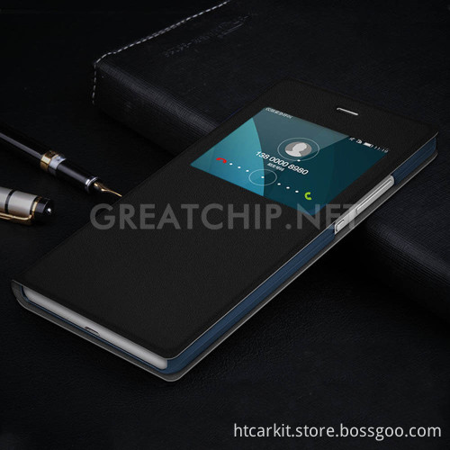 Smart wake up Leather Case For Huawei V8 Cover, View Window filp leather cover case for huawei honor V8